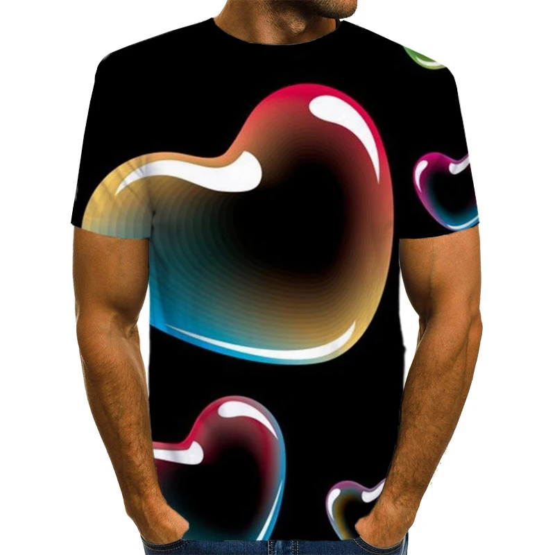 

Men Tshirt 3D Printed Love bubble t Shirt Short Sleeve Casual T-Shirt for men oversized O-neck Fashion camisetas Men's clothing