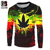 ogkb manwomens abstract casual 3d crewneck hiphop long sleeve weed pullover harajuku print punk colorful maple leaf sweatshirt
