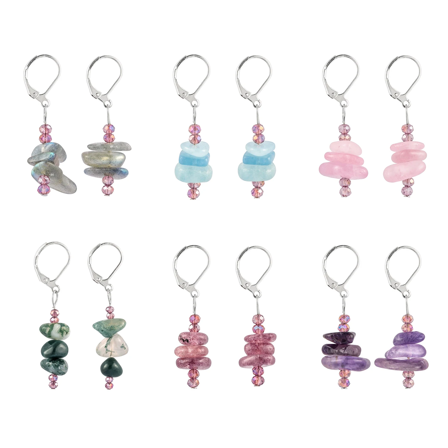 

TUMBEELLUWA Natural Crystal Gravel Stone Beads Of Tassel Jewelry Silver Color Dangle Country Style Women Earrings