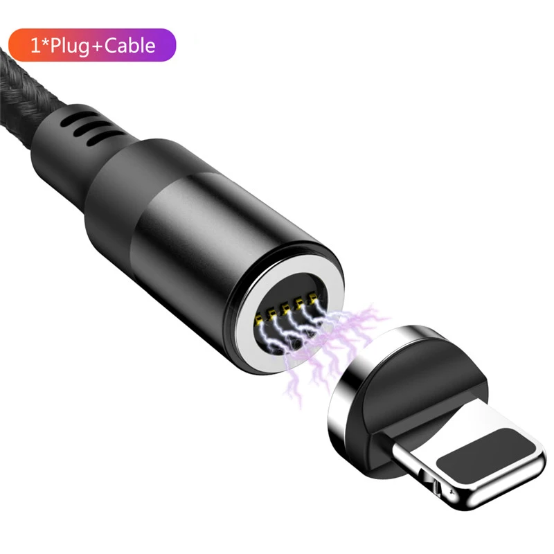 1 м светодиодный магнитный usb-кабель для передачи данных для iPhone Xs Max X XR 8 7 6s 6 Plus 5 5S Быстрая зарядка USB type C Micro кабель для samsung Xiaomi - Color: Black