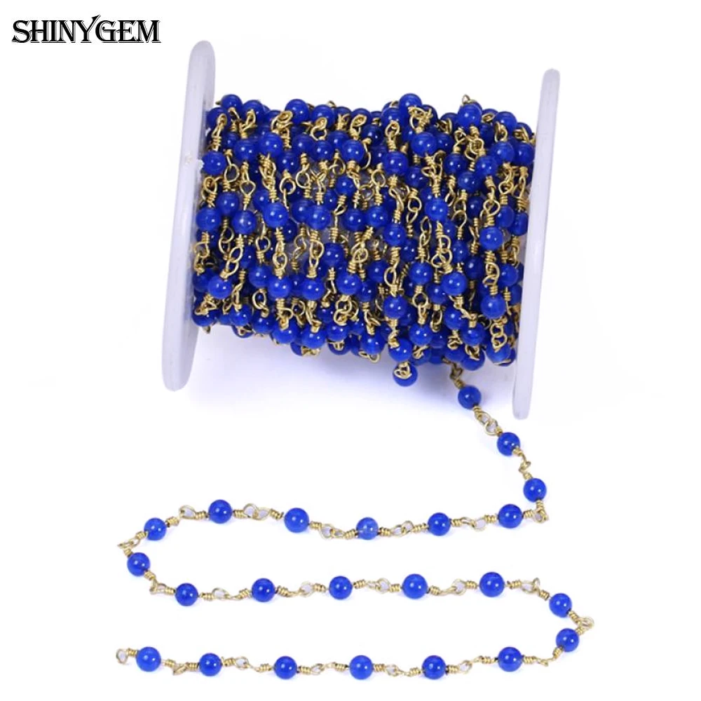 ShinyGem 4 мм/6 мм агат/Нефритовый бисер цепочка для изготовления ювелирных изделий 24