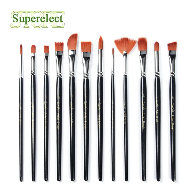 12 шт/партия разные Форма деревянный набор нейлоновых волосяных воды Цвет Краски