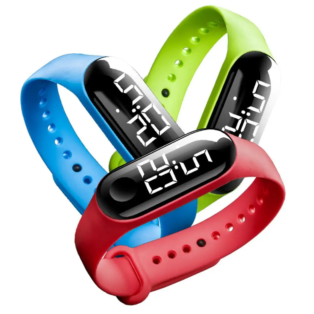 

M3 Children Solid Color Adjustable Strap LED Digital Electronic Wrist Watch for xiaomi samsung huawei iphone