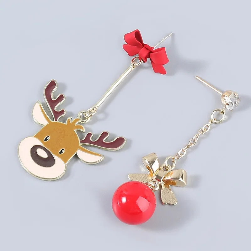 

2022 Wholesale Christmas Series Alloy Dripping Oil Diamond Elk Bell Earrings Women's Party Earrings