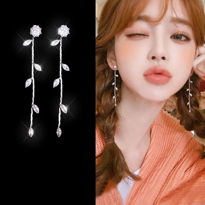 Женские серьги клипсы с кристаллами длинные висячие без пирсинга украшения для