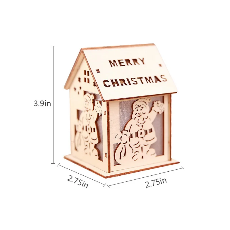 Украшение рождественской елки креативный Led свет деревянный дом кулон