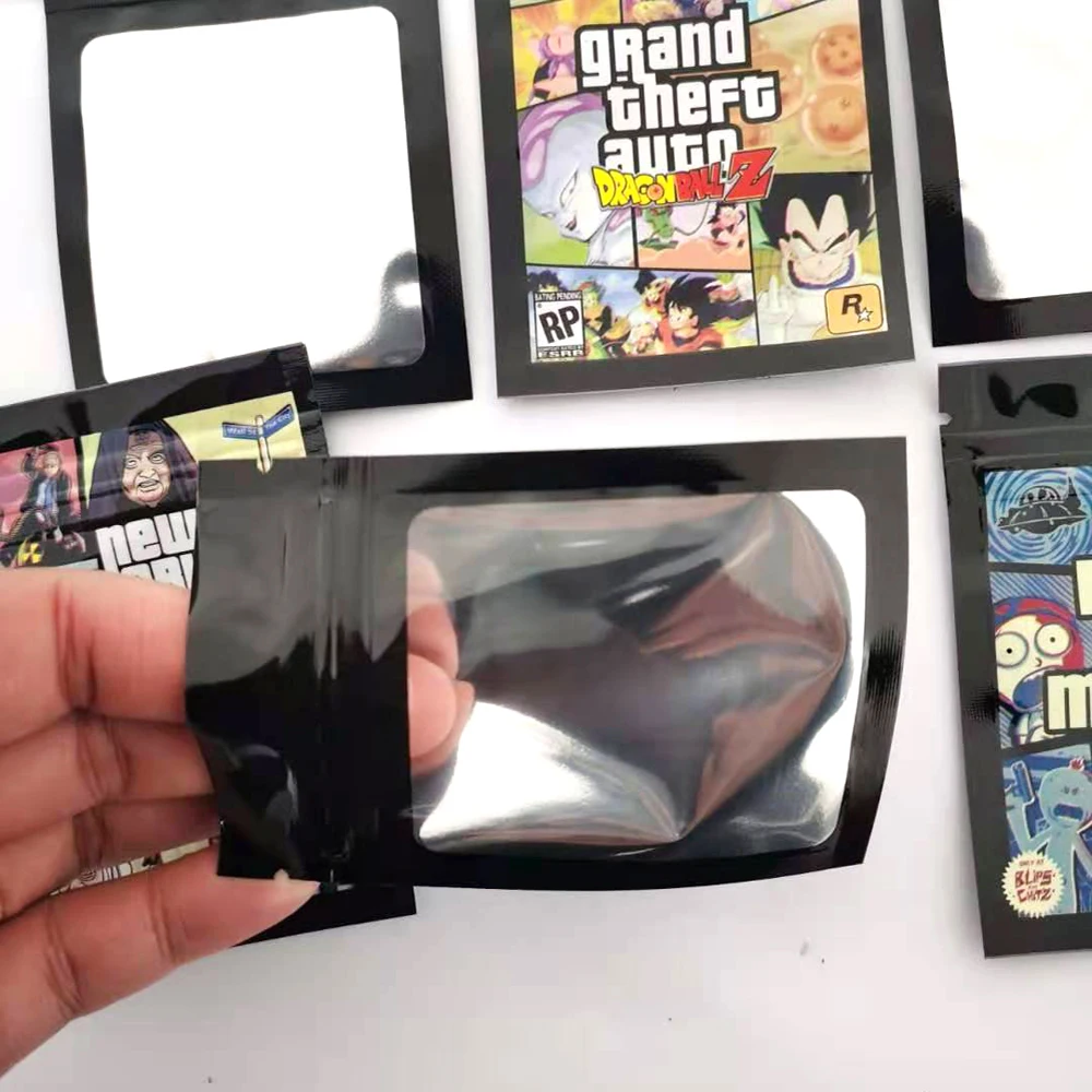 

50 PCS/PACK Cartoon Leaves Tobacco Packing Bags Waterproof Storage Bags 7x9 CM 3.5 G ECO Ziplock Weed Package Custom Logo