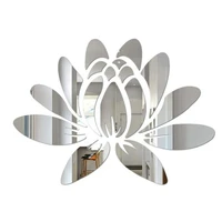 2sets acrylic mirror sticker diy 3d exquisite lotus flower wall sticker removable wall paper decal art ornaments for home decor