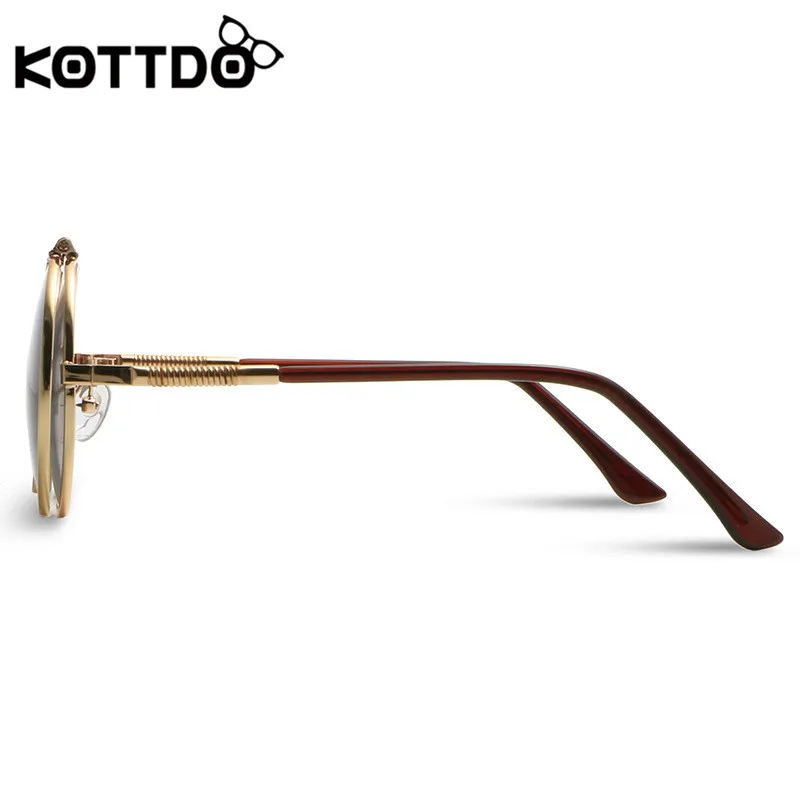 KOTTDO стимпанк Круглые Солнцезащитные очки для мужчин и женщин металлические