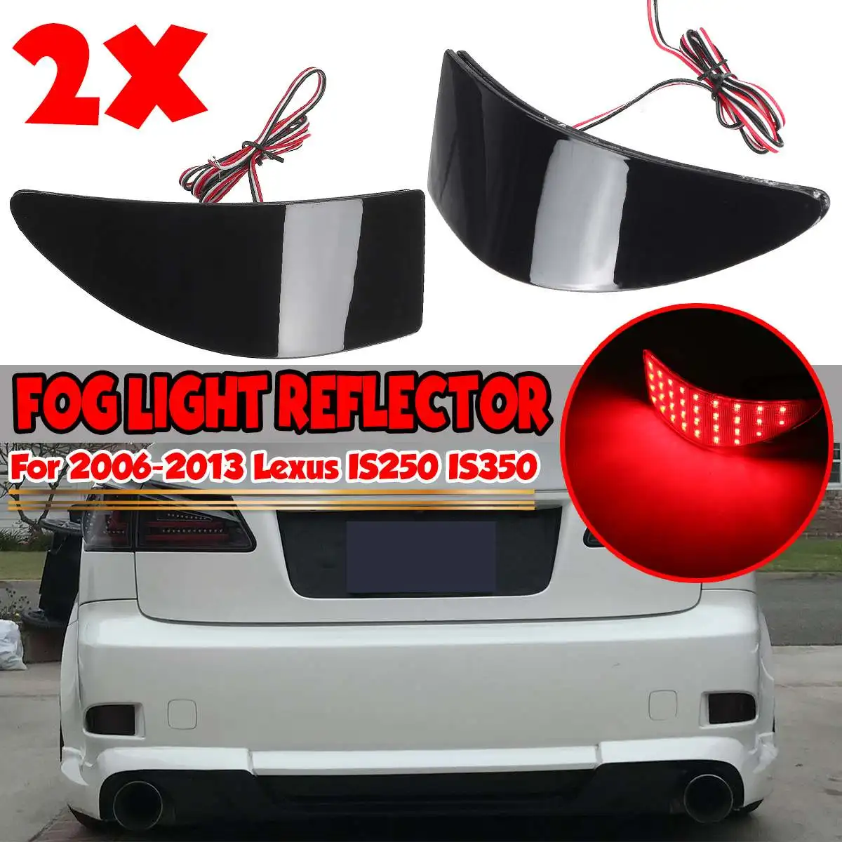 

Smoked 2pcs Car LED Tail Rear Bumper Reflector Light LED Fog Light Lamp LED Reflectors For Lexus IS250 IS350 2006-2013
