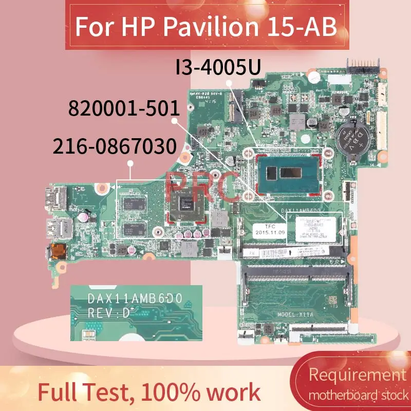 820001-501 820001-001 для HP Pavilion 15-AB I3-5020U R7 M360 2GB Материнская плата ноутбука DAX11AMB6D0 216-0864018