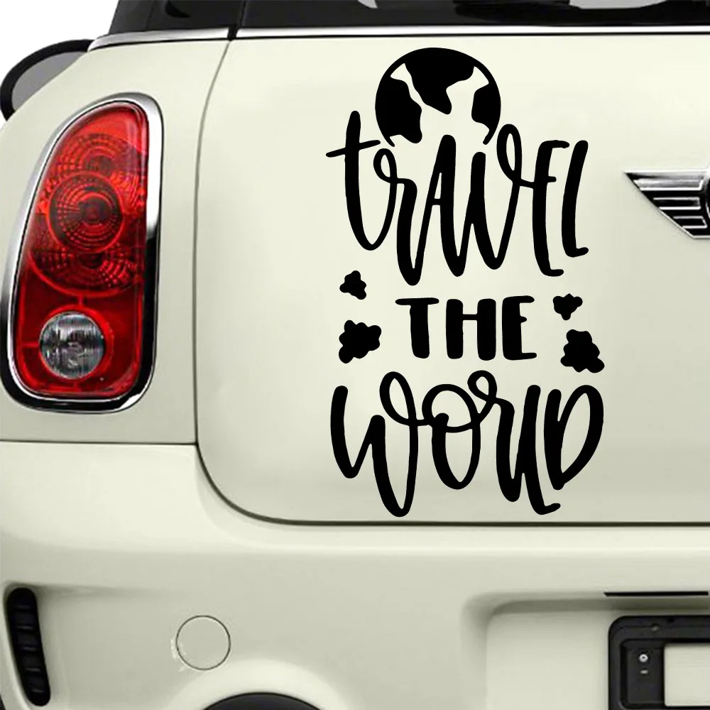 

Fun Travel Around The World Car Decal Creative Auto Decorative Decals Car Door Handle Vinyl Car Body Decals