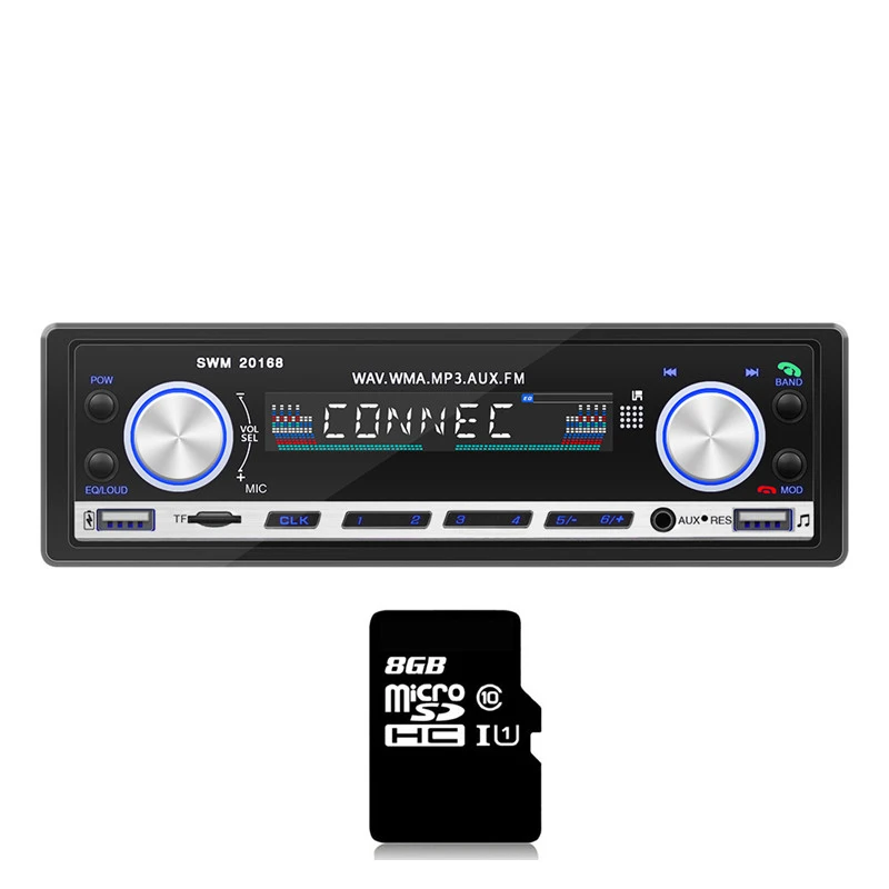 Radio and 8GB Card SWM автомобильный mp3-плеер Быстрая зарядка мультимедиа автостерео радио Coche Sd Mic Fm Bluetooth Dual Usb автомобильный аудио стерео радио Авторадио - Цвет: Radio and 8GB Card