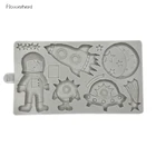 Космическая серия, силиконовая форма в виде астронавта, форма для помадки и торта, форма для шоколада, силиконовая форма для выпечки, инструменты для украшения торта, кондитерские инструменты