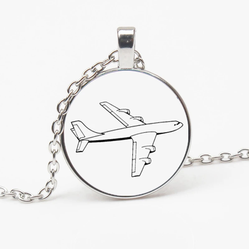 

Creative Cartoon Airplane Charm Necklace Gift Cartoon Airplane Choker Travel Discovery Glass Dome Traveler Party Souvenir Woman