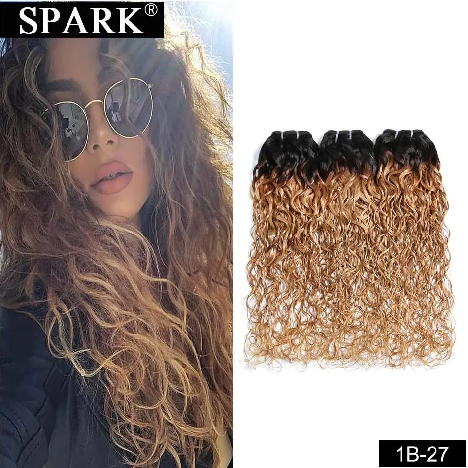 Spark Hair бразильская холодная завивка может купить 3 или 4 шт человеческие волосы переплетения пучки натурального цвета "-26 remy волосы для наращивания не линяет - Цвет: T1B/27