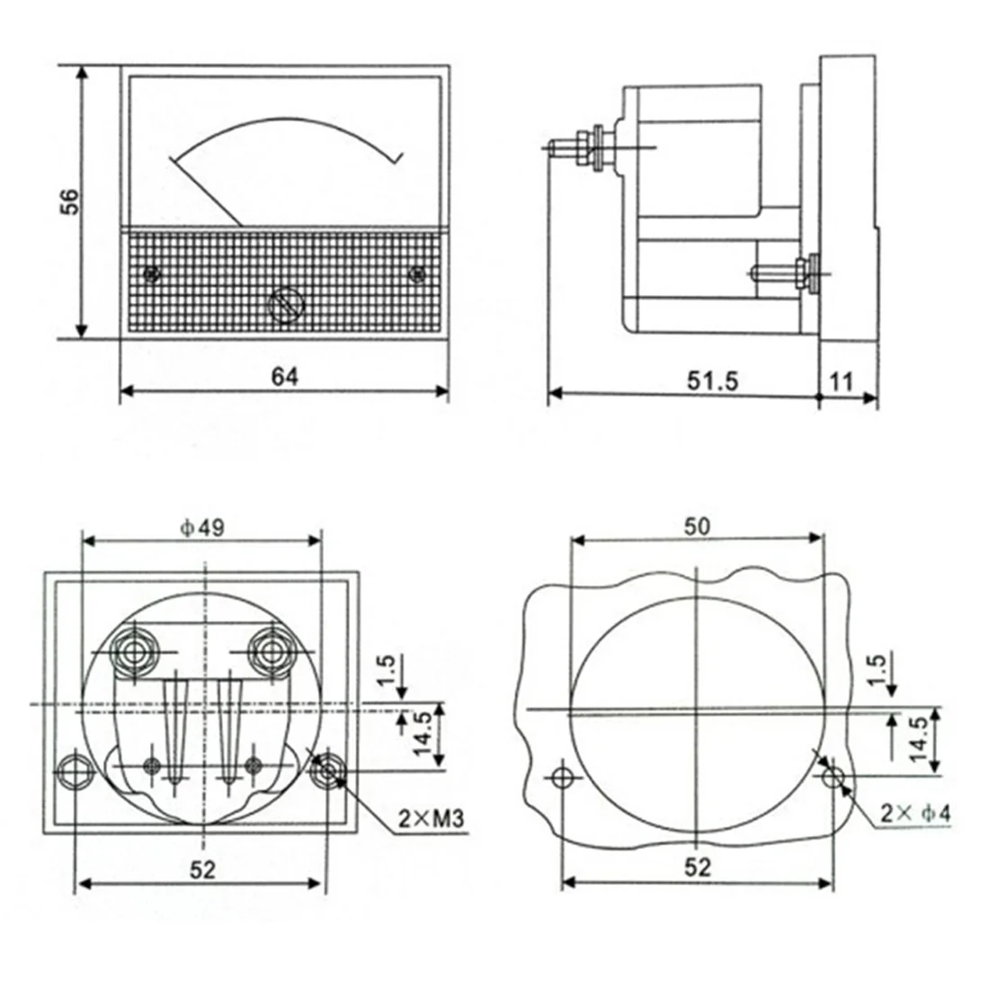 

Analog Ammeter Panel 5A/10A/15A/20A/30A/50A/75A/100A Current Meter Gauge DC Pointer Measuring Tools
