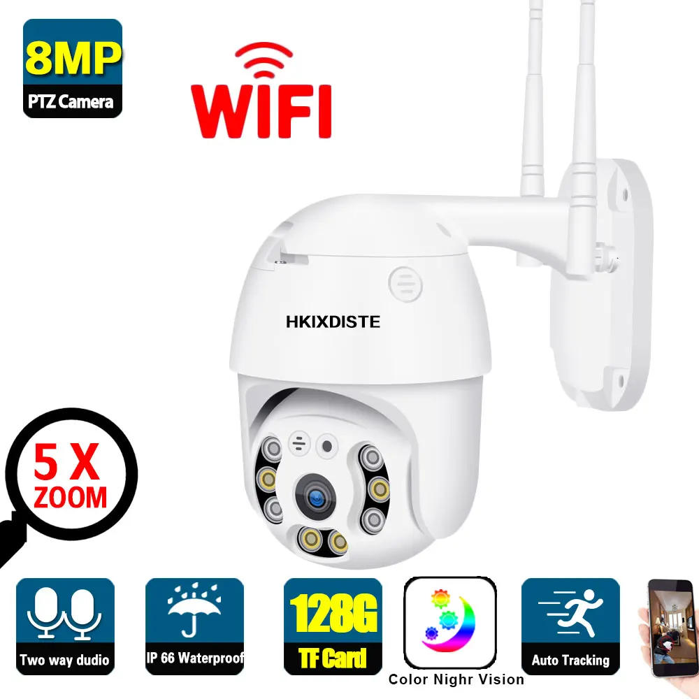 

IP-камера наружная беспроводная с функцией ночного видения, 8 Мп, 4K, Wi-Fi