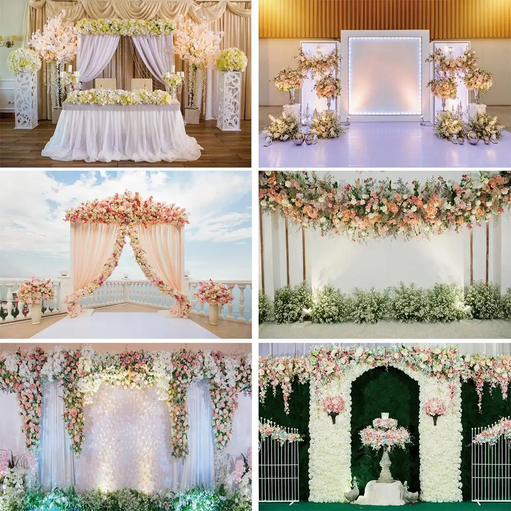 

Flowers Curtain Bride Wedding Party Photographic Backdrops Photocall Photophone Photography Backgrounds For Photo Studio