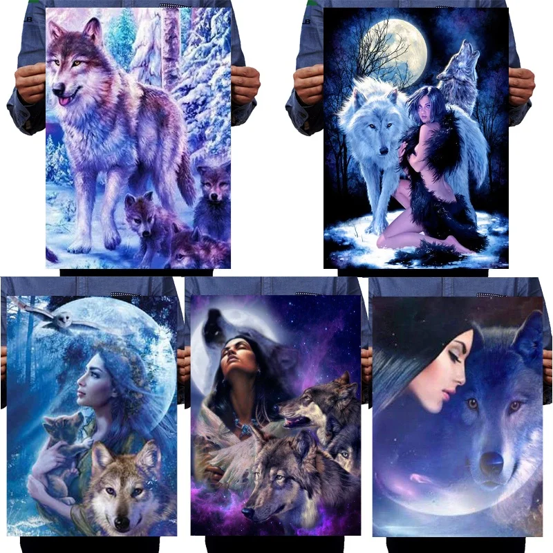 Модная 5D алмазная живопись с волком сделай сам Мультяшные персонажи вышивка