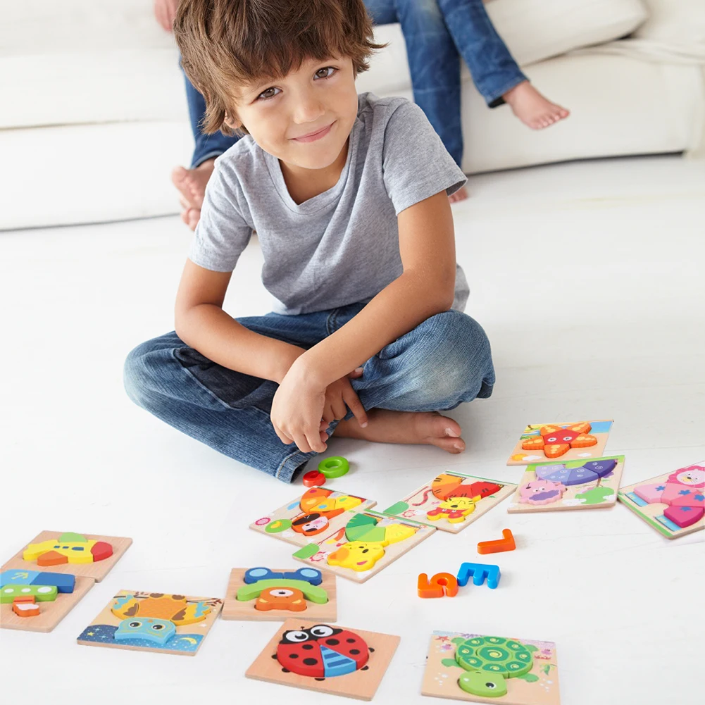 

Деревянные доски-пазлы с ручками, детские развивающие игрушки Монтессори, блоки для игр, полезные интеллектуальные вспомогательные матери...