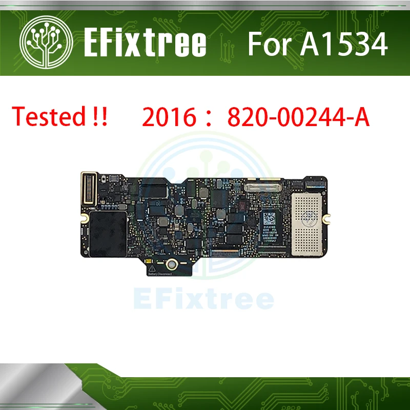 

Материнская плата A1534, материнская плата 820-00244-A для Macbook Retina 12 дюймов 1,1/1,2 ГГц 256 ГБ 512 ГБ 2016 года