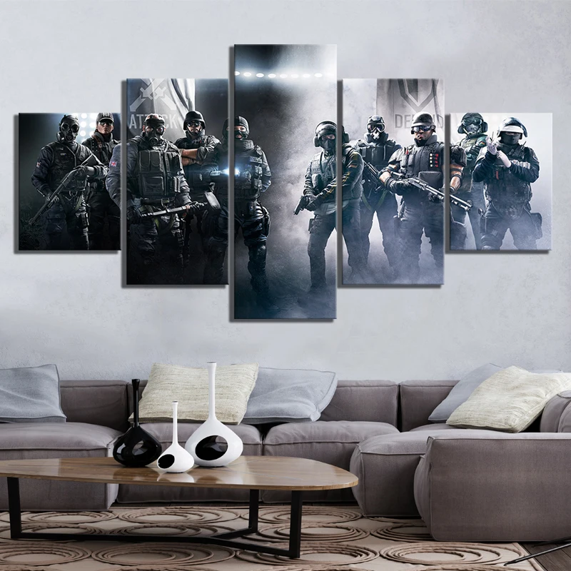 

No Framed 5 Pieces Tom Clancy's Rainbow Six Siege Game Wall Art Canvas Posters Pictures Paintings Home Decor for Living Room