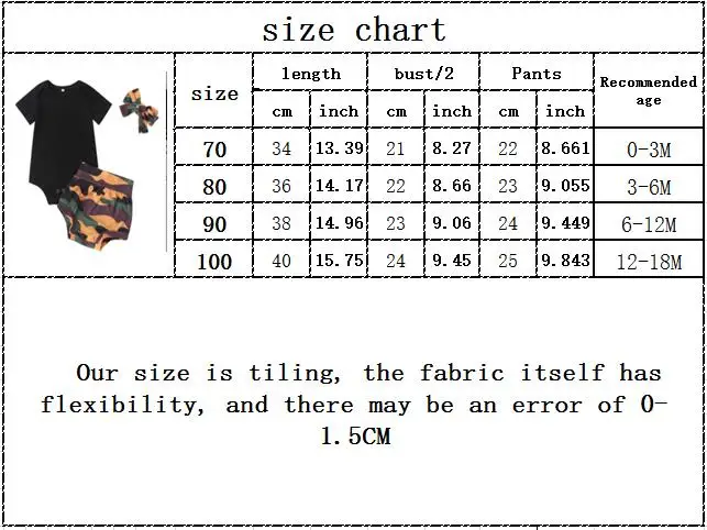 

Baby Girl Boy Clothes set Kid Camouflage Printed Tops Bodysuit Tops Short Pants Headbands Outfits Summer 3Pcs Casual boy 0-18M