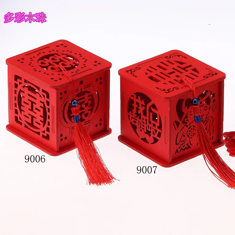 Material: madera Color: rojo tama&ntilde;o: 6,5 cm x 6,5 cm x 6,5 cm peso: alrededor de 30g cantidad: 200 unids/lote Nota: las cajas llegan planas y plegables simples-0