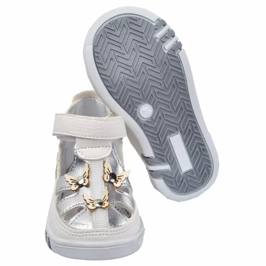 

Children Shoes Cute Bebe Kiko Lf 2217-22 Orthopedic Girl First Step Shoes Sandals White-Silver