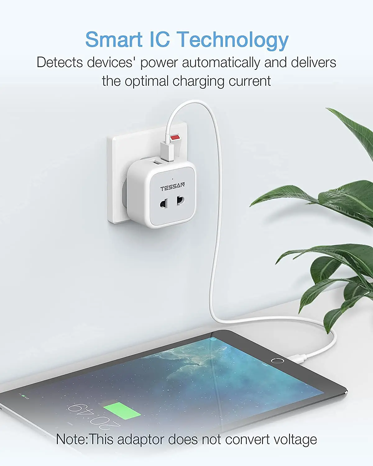 TESSAN 3 в 1 переходник для бритвы с 2 USB-портами 2-контактным до 3-контактным