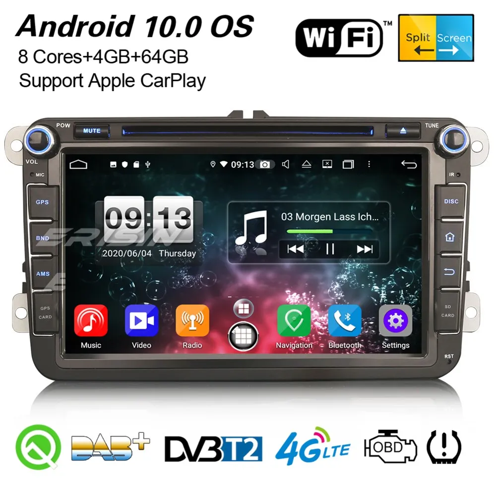 Erisin 8715 8 ядерный Android 10 0 DAB + GPS автомобильный стерео CarPlay DSP для VW Модели Amarok Caddy EOS