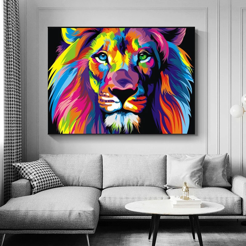 

Abstract Animals Canvas Art Wall Paintings Watercolor Lion Art Posters and PrintsCuadros Pictures for Living Room Home Decorrt