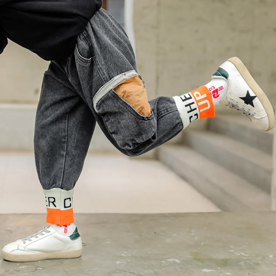 Джинсы для мальчиков детские джинсы в стиле пэчворк с эластичной резинкой на