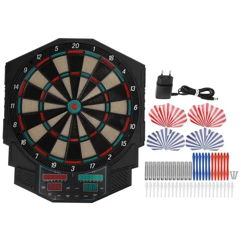 

Electronic Dartboard 4 LED Display Plastic Dartboard with Darts and Tips Electronic Hanging Dartboard LCD Scoring Dart Game