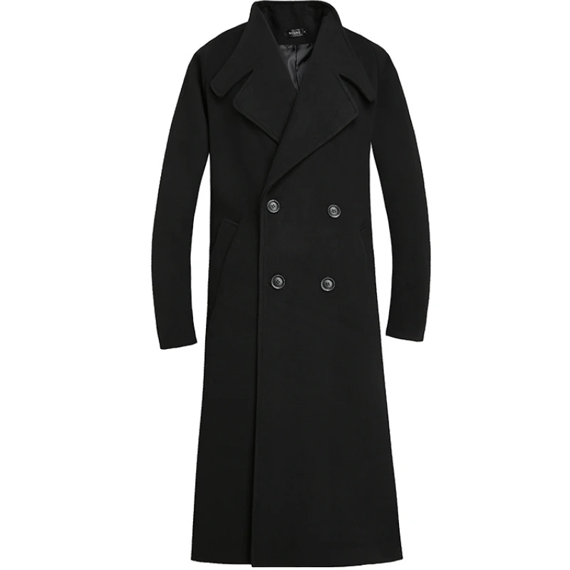 

High Quality Trench Coat Men Fashion Long Coat Men Casual Solid Long Windbreaker Vintage Blends Business Overcoat Male Windbreak