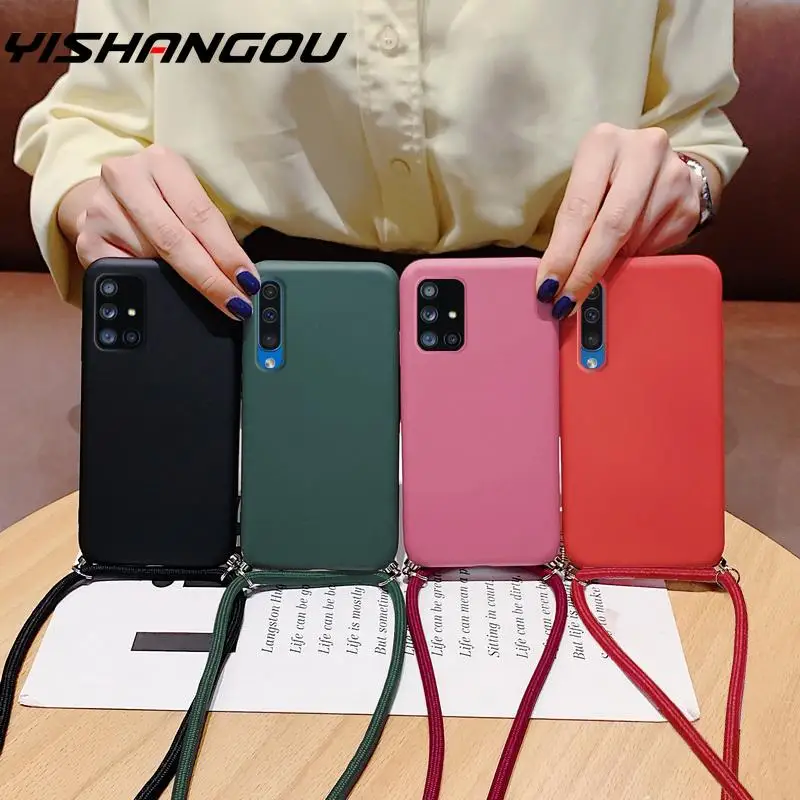 

Crossbody Necklace Holder Case For Samsung S20 FE S21 Ultra S10 Plus A51 A71 A50 A70 A52 A72 Lanyard Case With Cord Strap Rope