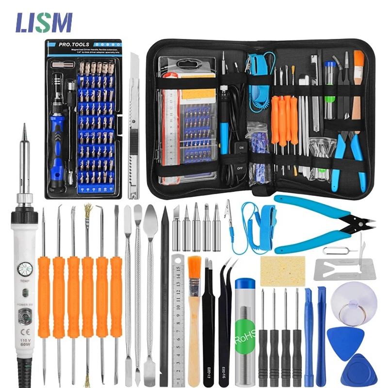 

60W Soldering Iron with Screwdriver Set Tool Soldering Tweezers weld holders Multifunction Screwdriver Tool Set Welding Tools