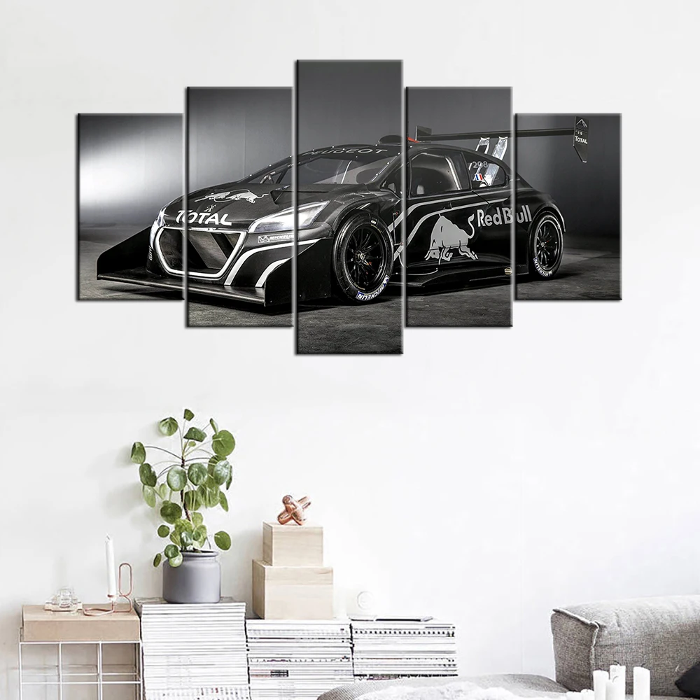 

Framework HD Printed 5 Piece Modular Home Decor Poster Art Peugeot 208 T16 Pikes Peak Racing Car Canvas Modular