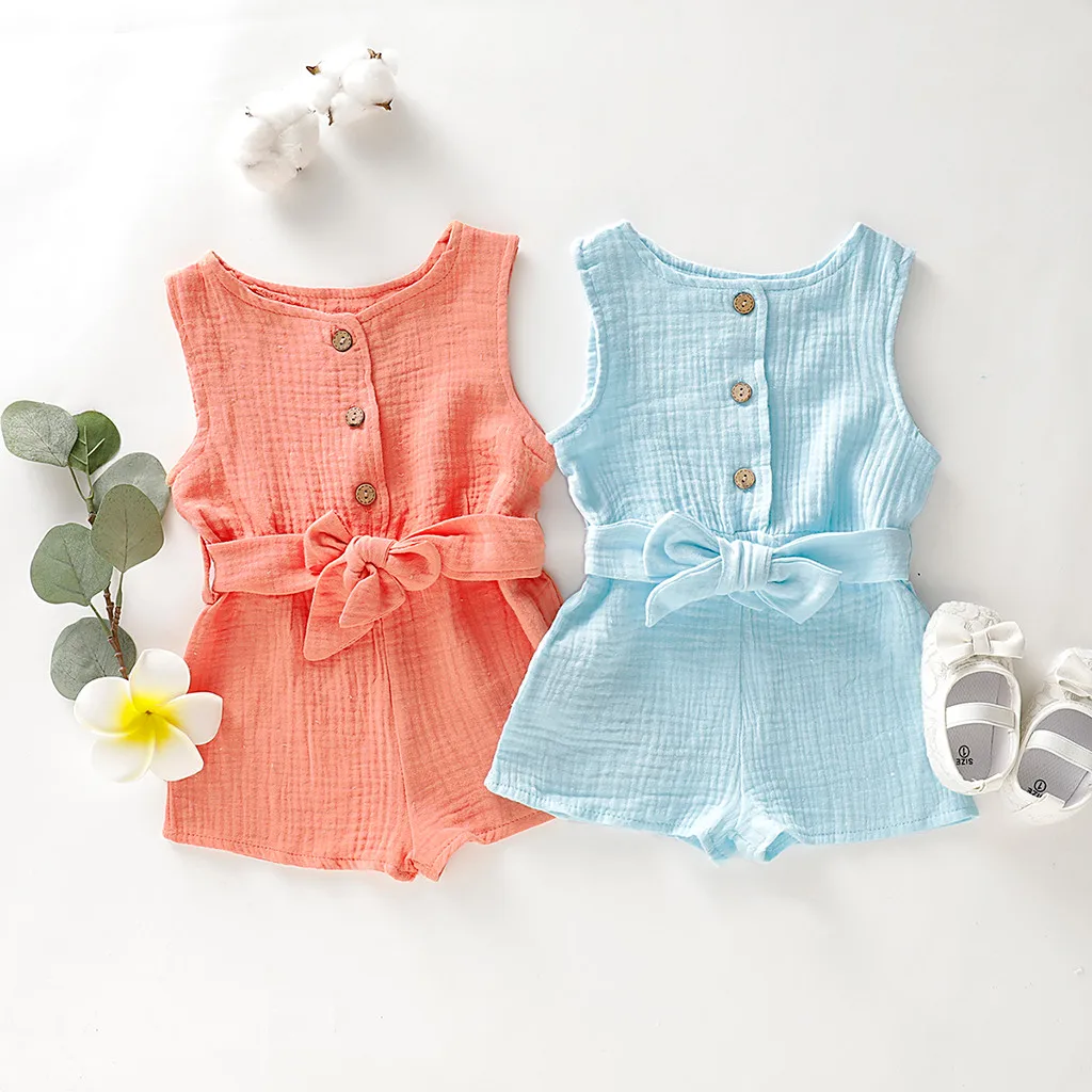 

Newborn Baby Girls Rompers Ruffle Linen Cotton Baby Girl Clothes Spring Summer Backcross Jumpsuits Outfits Sunsuit Baby Clothing