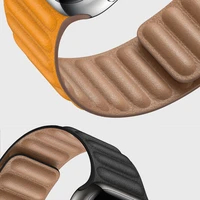 leather link for apple watch band 40mm 44mm 42mm 38mm 44 mm 11 original magnetic loop bracelet iwatch series 6 5 4 3 se strap