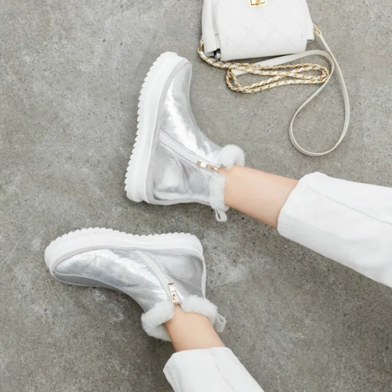 Fujin/женские зимние ботинки Модные плюшевые теплые дышащие на толстой подошве с