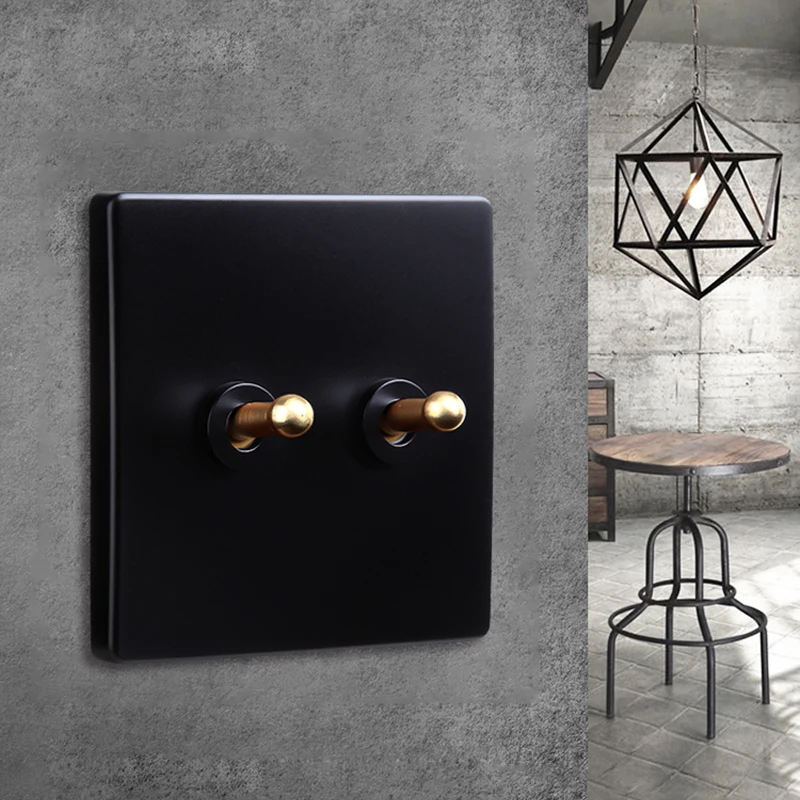 Черный настенный переключатель для освещения латунный рычажный в скандинавском
