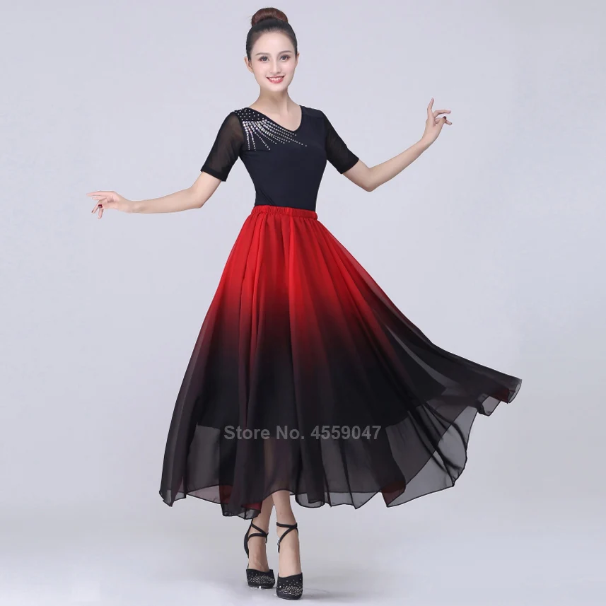 Испанская испанская юбка для фламенко женское прозрачное шифоновое градиентное