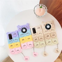 reliver stress cartoon bear with pendant case for huawei p30 p40 mate40 30 nova 8 7 pro se 6 5 rainbow kid gift cute phone cover