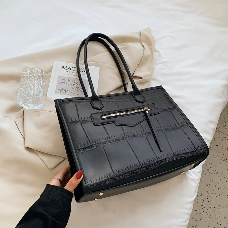 

Сумка-тоут женская из экокожи с узором под камень, Большой Вместительный Роскошный дизайнерский саквояж на плечо, элегантный чемоданчик дл...