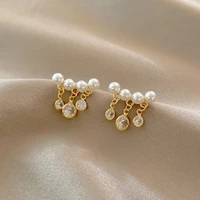 2021 new personality fashion design zircon female earrings light luxury net red temperament tassel pearl female earrings