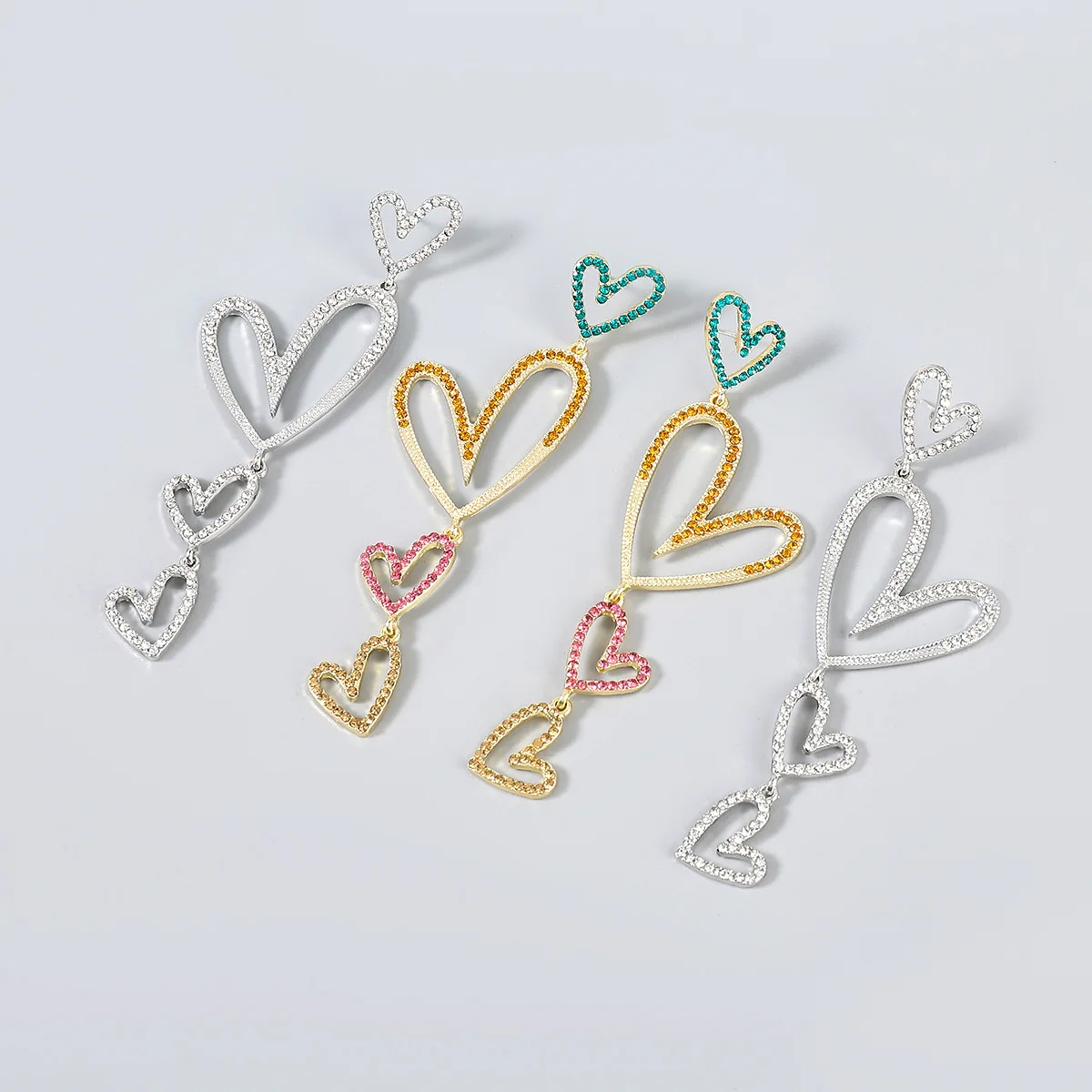 

Женские многослойные серьги-подвески в форме сердца