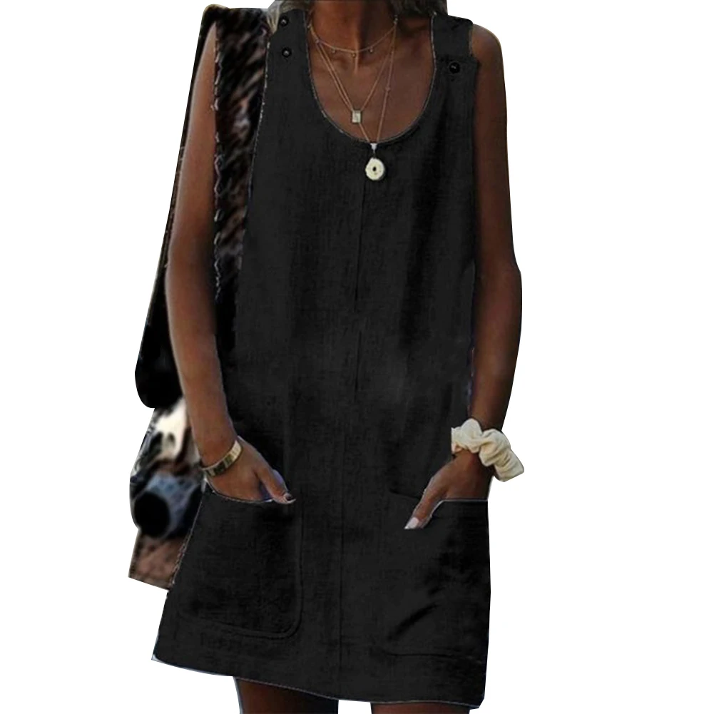 Женское пляжное платье повседневное однотонное мини с карманами на пуговицах