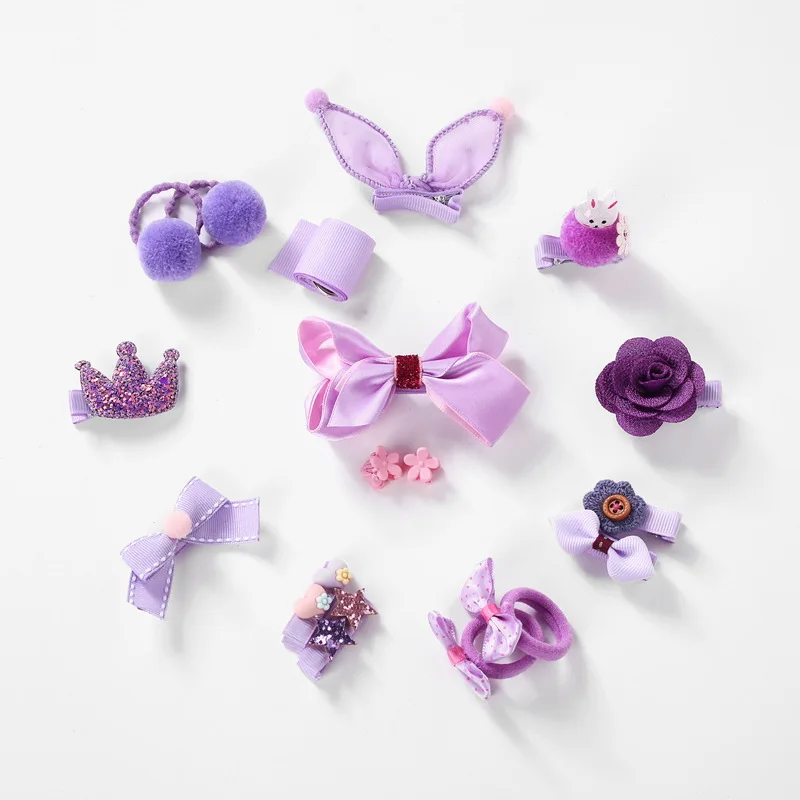 18 шт./лот детские заколки для волос банты заколки-короны аксессуары резинка